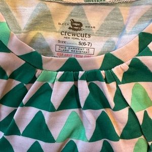 J crew Crewcuts holiday nightgown. NWT. 2-tone green print on pale pink.